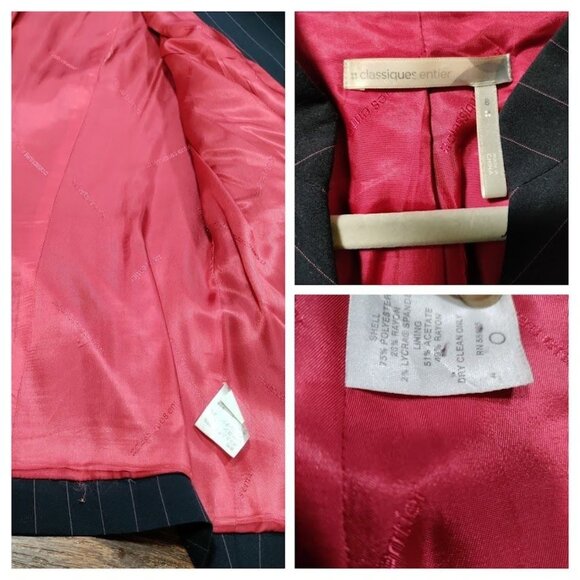 Classiques Entier Pinstripe Blazer And Wide Leg Pants Suit Set Women's 10 - Picture 4 of 16